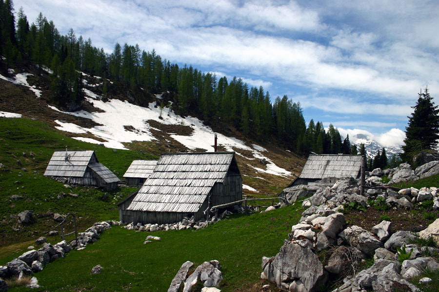 Planina Viševnik II
Kjer se umika sneg že hiti zeleneti trava. Planina Viševnik.
Ključne besede: planina viševnik