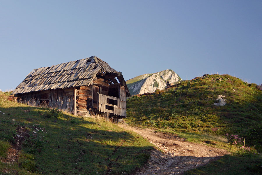 Nekdanji stan
Stan na planini Krstenica. Zadaj vrh Ogradov.
Ključne besede: stan planina krstenica ogradi