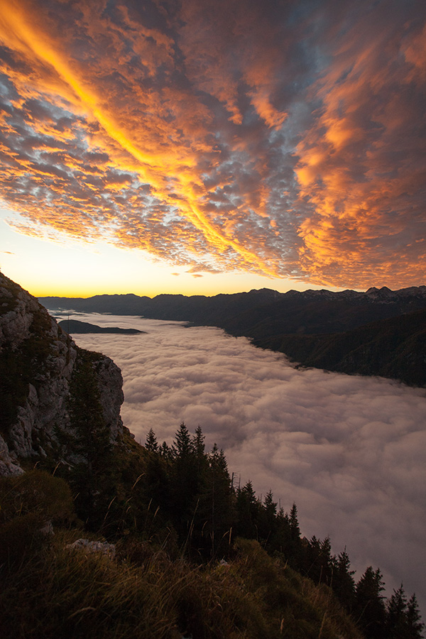 Oblaki so rdeči
Z razglednika pod Pršivcem. Sonce še ni vzšlo, oblake pa je že obarvalo rdeče.
Ključne besede: pršivec bohinjsko jezero