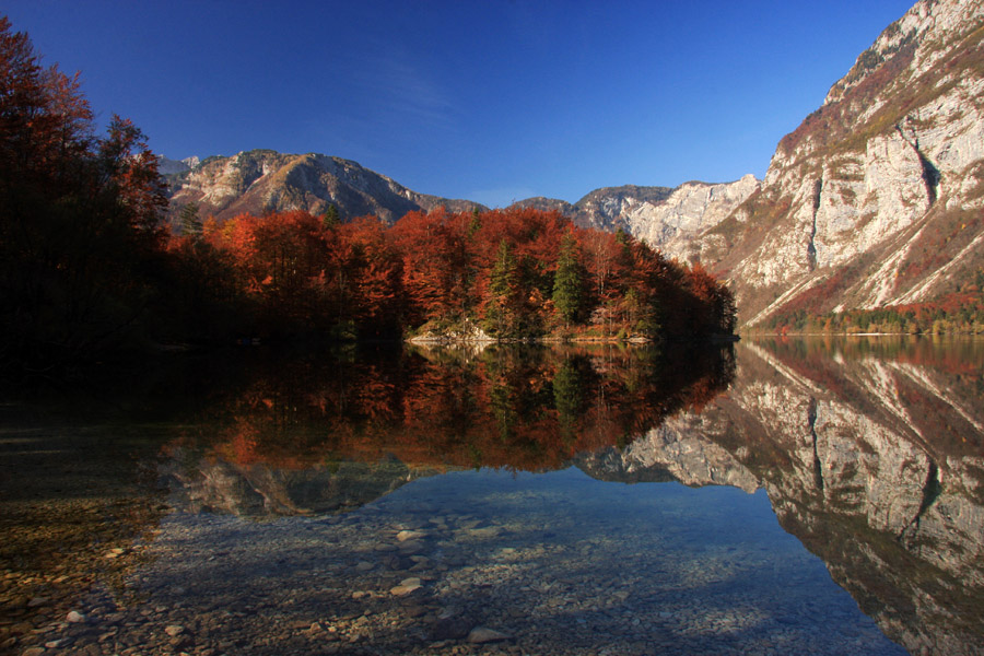 Pozna jesen II.
Rt pred Naklovo glavo. 
Ključne besede: bohinjsko jezero bohinj naklova glava
