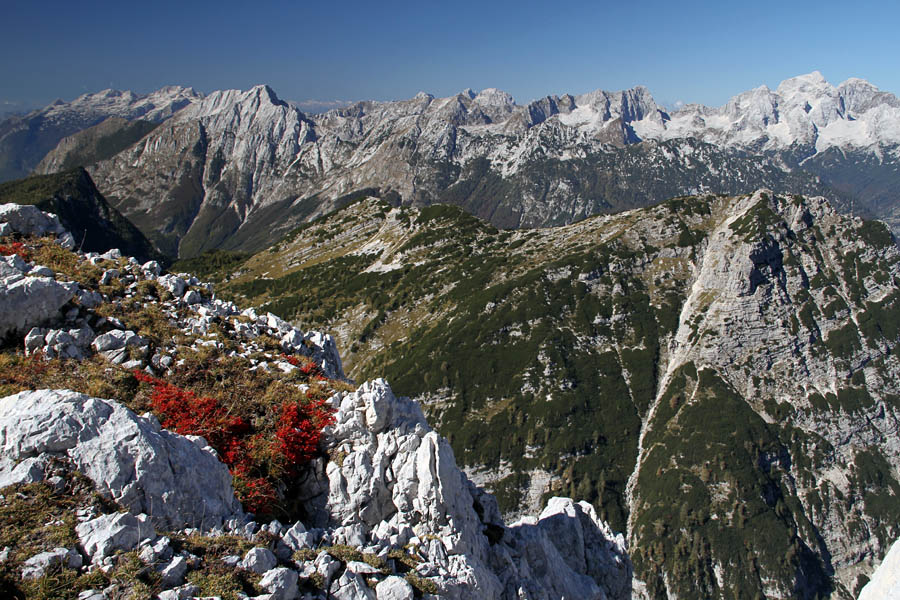 Z Vodnikovega Vršaca II.
Panorama z Vodnikovega Vršaca. Od Bavškega Grintavca do Jalovca. Spredaj je seveda Zadnjiški Ozebnik.
Ključne besede: zadnjiški vodnikov vršac bavški grintavec jalovec ozebnik