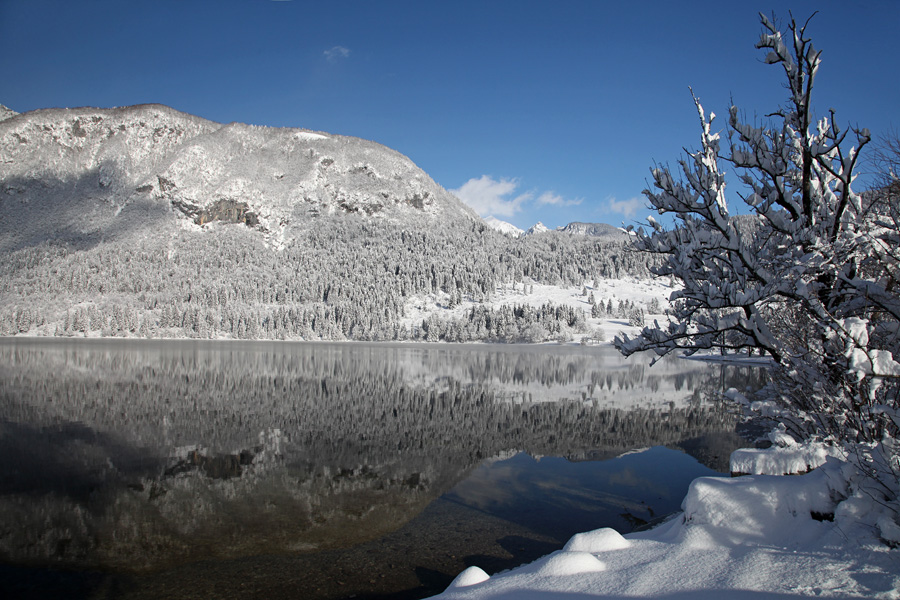 Bohinjsko jezero XXI.
Bohinjsko jezero. Zadaj je Vogar.
Ključne besede: bohinj bohinjsko jezero vogar
