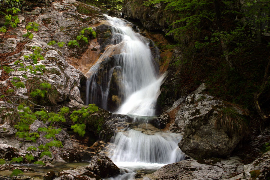 Potoček II
Hudourniški potoček na svoji poti ustvarja manjše slapove. Bohinj.
Ključne besede: potok hudournik